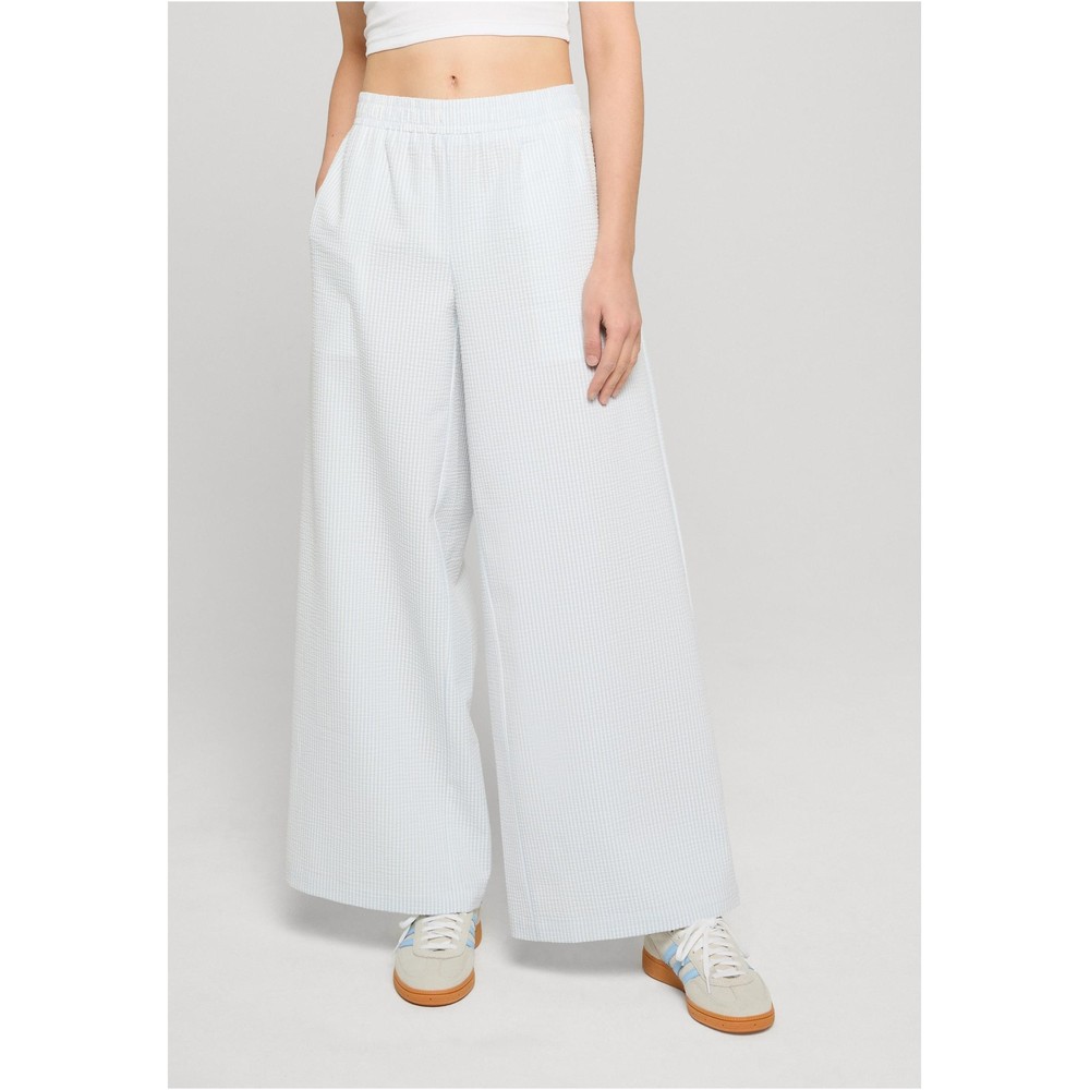 Urban Classics - Seersucker Resort Wide leg trousers - Blue/White